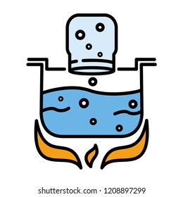 Steam sterilization of cans. Line art style. Vector illustration. Cooking concept