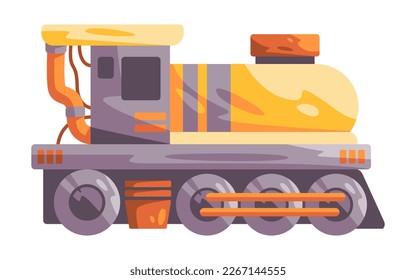 Maquinaria mecánica a motor de carbón de tren de vapor detallada con tecnología de fantasía de tubo retro