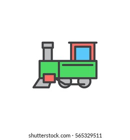 Steam train line icon, filled outline vector sign, linear colorful pictogram isolated on white. Symbol, logo illustration