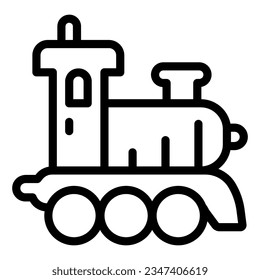 Steam train line icon, kid toys concept, train toy sign on white background, steam locomotive icon in outline style mobile concept web design. Vector graphics.