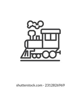 Steam train line icon. linear style sign for mobile concept and web design. Amusement park train outline vector icon. Symbol, logo illustration. Vector graphics