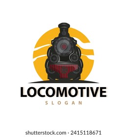 Steam train logo vector illustration old train silhouette vintage locomotive design template brand