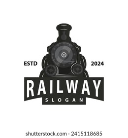 Steam train logo vector illustration old train silhouette vintage locomotive design template brand