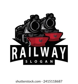 Steam train logo vector illustration old train silhouette vintage locomotive design template brand