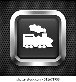 Steam Train on Black Square Button