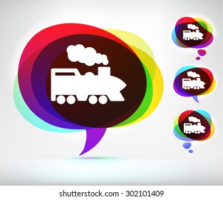 Steam Train on Colorful Speech Bubble
