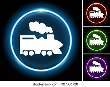 Steam Train on Glow Round Button