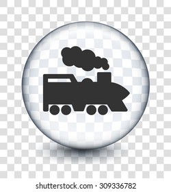 Steam Train on Transparent Round Button