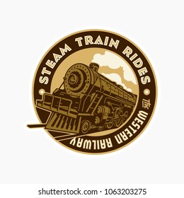 Steam train Railway logo patch vector