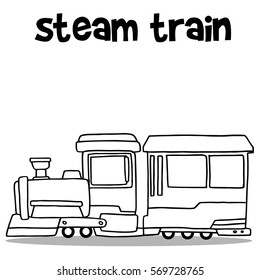 Steam train transport hand draw vector collection