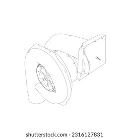 Funcionamiento del rotor de turbina de vapor. Ilustración vectorial. Esquema de turbina automotriz.