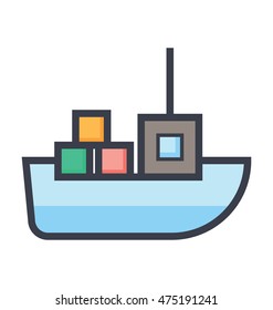 Steamboat Colored Illustration