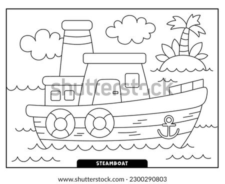 Steamboat coloring pages for kids