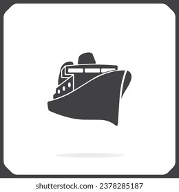 Steamboat floating on the sea, vector icon. A flat illustration of a steamer.