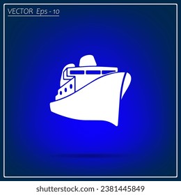 Dampfboot, das auf dem Meer schwimmt, Vektorsymbol. Eine flache Abbildung eines Dampfers.