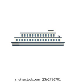 Steamboat icon flat vector. River ship. Cargo front isolated