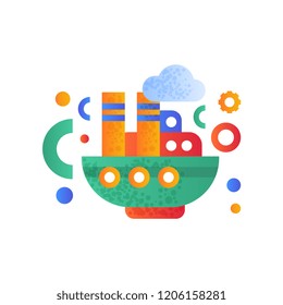 Steamboat, retro toy water transport vector Illustration on a white background