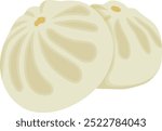 Steamed Bao Bun or Baozi Appetizer Illustration Isolated on White Background