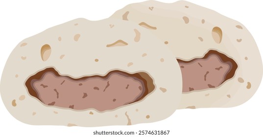 Steamed Bao Bun or Baozi Illustration Isolated on White Background