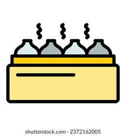 Steamed baozi icon outline vector. Chinese food. Asian steam color flat