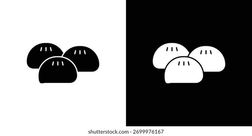 Ícone de pão cozido no vapor. Silhueta Negra. Ilustração gráfica.