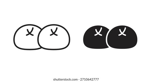 Icono de pan al vapor en un diseño de Vector de trazo negro y versión sólida plana sobre fondo blanco
