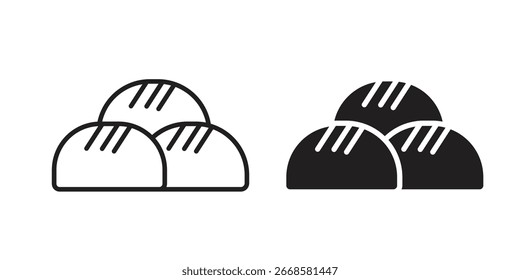 Ícone de pão cozido no vapor preto e branco Vetor Graphic
