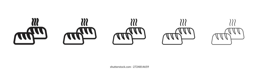 Icono de pan al vapor símbolos lineales Vectores. Conjunto de trazos editables