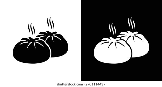 Vector de silueta de icono de pan al vapor en colores negros. estilo de diseño de logotipo de símbolo plano