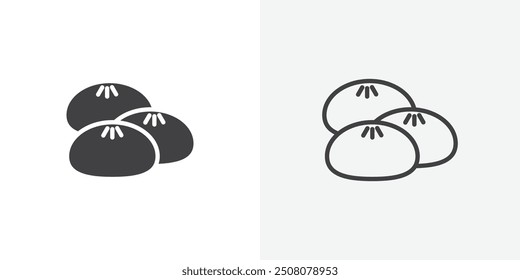 Steamed bread icon in solid and outlined style