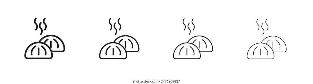 Steamed bread icons in minimalistic thin line strokes designs