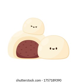 Steamed Bun character. Red bean bun vector. wallpaper. free space for text. copy space.
