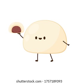 Steamed Bun character. Red bean bun vector. wallpaper. free space for text. copy space.