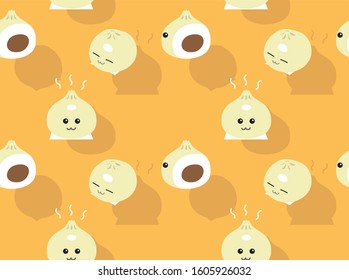 Steamed Bun Cute Cartoon Vector Seamless Stock Vector (Royalty Free