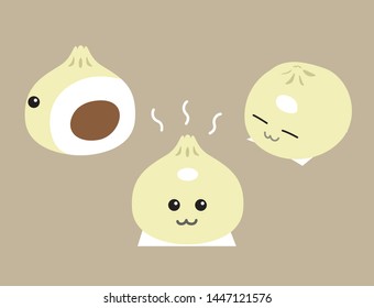 Steamed Bun Cute Character Cartoon Vector