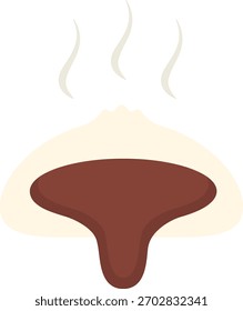 Bollo al vapor con ilustración plana de chocolate derretido. Elemento de diseño de icono limpio sobre fondo blanco aislado