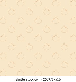 Steamed bun pattern wallpaper. Baozi or bao - Chinese steamed bun line art vector icon.