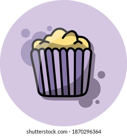 Steamed bun, vector illustration of steamed rice with purple wrap, logo for cake shop.  Simple minimalist flat design