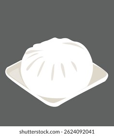 Vector de bollo al vapor. ilustrasi bakpao. 
Pastel de bollo al vapor