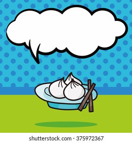 Steamed buns doodle, speech bubble