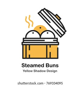 Steamed buns lineal vector illustration