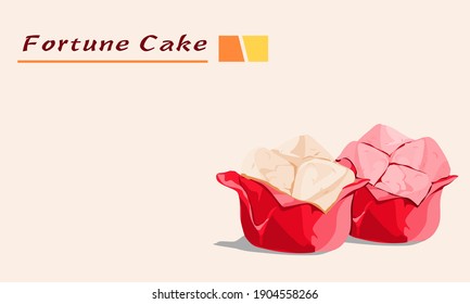 A steamed cake or fa gao or fortune cake on light background with text. Asian food hand drawing vector illustration.