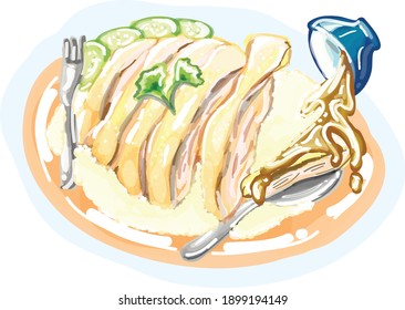 steamed chicken and white rice 