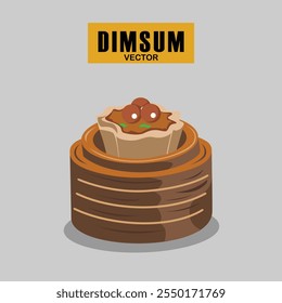 gedünstete Dim Sum oder Dumpling auf Bambus Korb Vektor