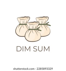 gedünstete Dim Sum Money Bag Dumpling Cartoon Illustration Logo