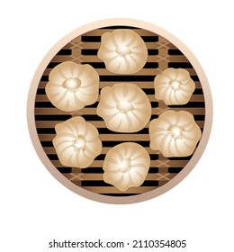 Steamed dumplings icon cartoon vector. Meat dish. Chinese food