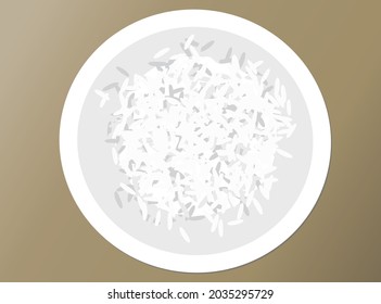 Steamed rice in a plate with brown tone background vector EPS 10 flie .