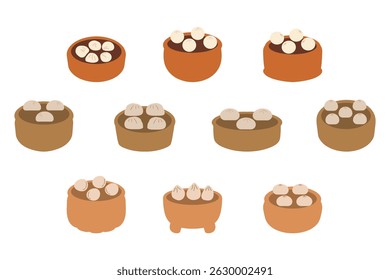 Steamed Soup Dumplings Illustration Set