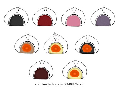 Steamed stuff bun, Dim sum and Chinese cuisine set on white background vector illustration, Delicious sweets of chinese people and pay respect