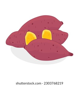 Steamed sweet potatoes, appetizing yellow color.